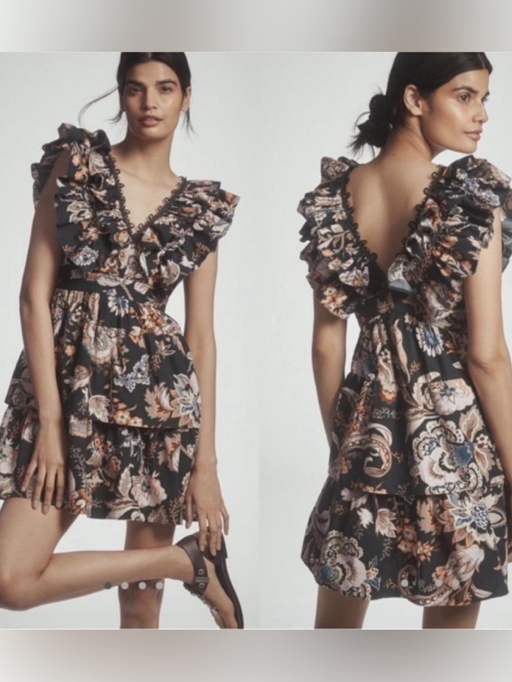 By Anthropologie Sleeveless Ruffled A-Line Mini Dress